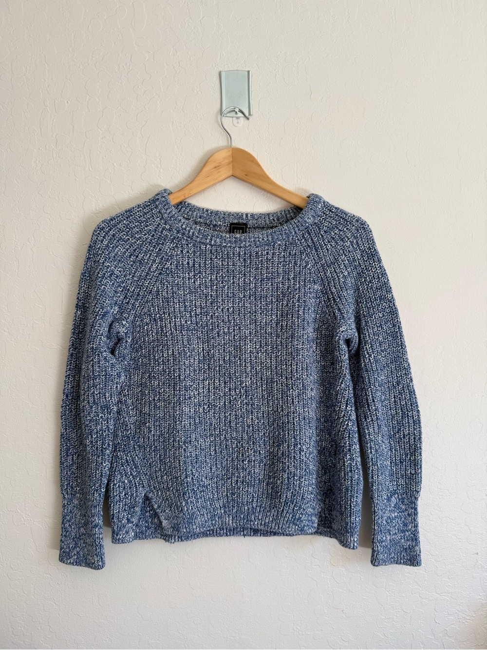 GAP Blue & White Marled Knit Chunky Crewneck Sweater
